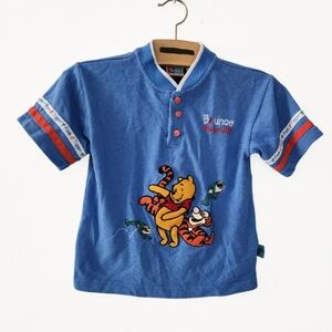 VTG 90s Winnie The Pooh 100 Acre Collection Disney Henley Shirt Boys Size 7 Blue